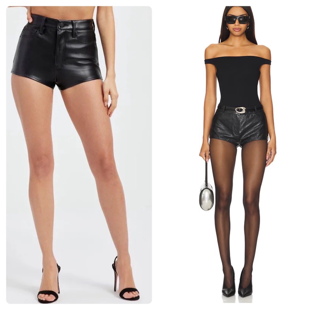 Good American High Waist Micro Leather Shorts